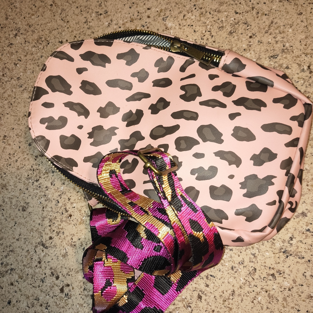 Leopard Print Pink Crossbody Bag